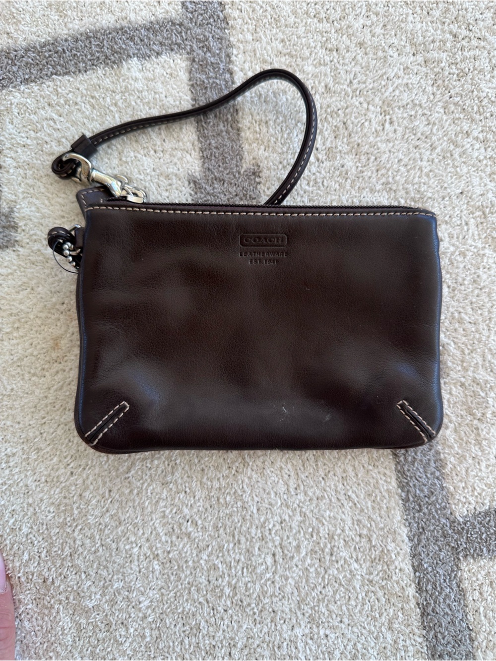 Coach Leather Wristlet Pouch with Strap